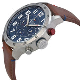 Buy Shop Tommy Hilfiger Trent Quartz Blue Dial Brown Leather Strap Watch for Men - 1791066 USA Online