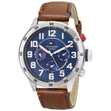 Buy Shop Tommy Hilfiger Trent Quartz Blue Dial Brown Leather Strap Watch for Men - 1791066 USA Online