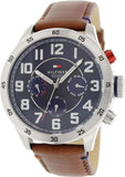 Buy Shop Tommy Hilfiger Trent Quartz Blue Dial Brown Leather Strap Watch for Men - 1791066 USA Online