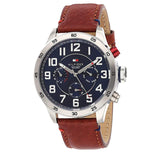 Buy Shop Tommy Hilfiger Trent Quartz Blue Dial Brown Leather Strap Watch for Men - 1791066 USA Online