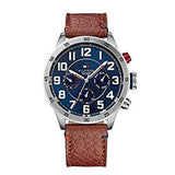Buy Shop Tommy Hilfiger Trent Quartz Blue Dial Brown Leather Strap Watch for Men - 1791066 USA Online