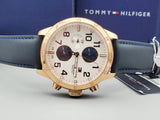 Buy Shop Tommy Hilfiger Trent Quartz White Dial Blue Leather Strap Watch for Men - 1791139 USA Online