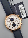 Buy Shop Tommy Hilfiger Trent Quartz White Dial Blue Leather Strap Watch for Men - 1791139 USA Online
