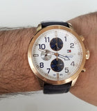 Buy Shop Tommy Hilfiger Trent Quartz White Dial Blue Leather Strap Watch for Men - 1791139 USA Online
