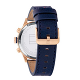 Buy Shop Tommy Hilfiger Trent Quartz White Dial Blue Leather Strap Watch for Men - 1791139 USA Online