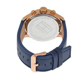 Buy Shop Tommy Hilfiger Trent Quartz White Dial Blue Leather Strap Watch for Men - 1791139 USA Online