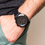 Buy Shop Tommy Hilfiger Troy Chronograph Black Dial Black Leather Strap Watch For Men - 1792110 USA Online