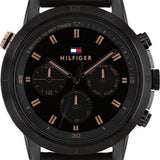 Buy Shop Tommy Hilfiger Troy Chronograph Black Dial Black Leather Strap Watch For Men - 1792110 USA Online