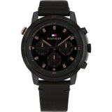 Buy Shop Tommy Hilfiger Troy Chronograph Black Dial Black Leather Strap Watch For Men - 1792110 USA Online