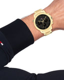 Buy Shop Tommy Hilfiger Troy Chronograph Black Dial Gold Steel Strap Watch For Men - 1792109 USA Online