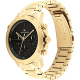 Buy Shop Tommy Hilfiger Troy Chronograph Black Dial Gold Steel Strap Watch For Men - 1792109 USA Online