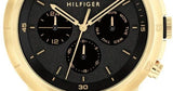 Buy Shop Tommy Hilfiger Troy Chronograph Black Dial Gold Steel Strap Watch For Men - 1792109 USA Online