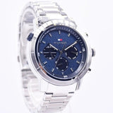 Buy Shop Tommy Hilfiger Troy Chronograph Blue Dial Silver Steel Strap Watch For Men - 1792104 USA Online