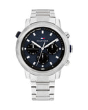 Buy Shop Tommy Hilfiger Troy Chronograph Blue Dial Silver Steel Strap Watch For Men - 1792104 USA Online