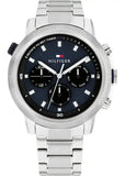 Buy Shop Tommy Hilfiger Troy Chronograph Blue Dial Silver Steel Strap Watch For Men - 1792104 USA Online