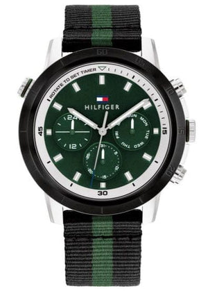 Buy Shop Tommy Hilfiger Troy Chronograph Green Dial Two Tone Nylon Strap Watch For Men - 1792107 USA Online