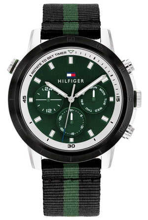 Buy Shop Tommy Hilfiger Troy Chronograph Green Dial Two Tone Nylon Strap Watch For Men - 1792107 USA Online