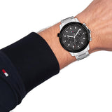 Buy Shop Tommy Hilfiger Troy Chronograph Grey Dial Silver Steel Strap Watch For Men - 1792106 USA Online