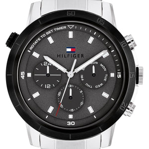 Buy Shop Tommy Hilfiger Troy Chronograph Grey Dial Silver Steel Strap Watch For Men - 1792106 USA Online