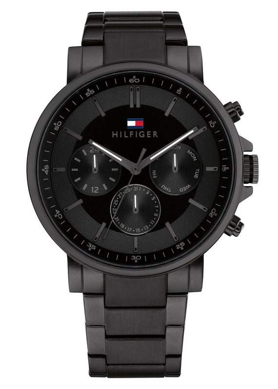 Buy Shop Tommy Hilfiger Tyson Chronograph Black Dial Black Steel Strap Watch For Men - 1710590 USA Online