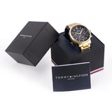 Buy Shop Tommy Hilfiger Tyson Chronograph Black Dial Gold Steel Strap Watch For Men - 1710589 USA Online