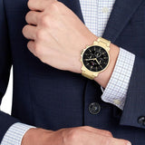 Buy Shop Tommy Hilfiger Tyson Chronograph Black Dial Gold Steel Strap Watch For Men - 1710589 USA Online