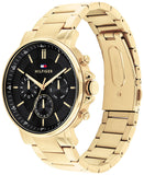 Buy Shop Tommy Hilfiger Tyson Chronograph Black Dial Gold Steel Strap Watch For Men - 1710589 USA Online