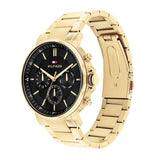 Buy Shop Tommy Hilfiger Tyson Chronograph Black Dial Gold Steel Strap Watch For Men - 1710589 USA Online