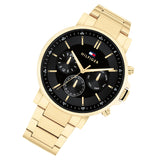 Buy Shop Tommy Hilfiger Tyson Chronograph Black Dial Gold Steel Strap Watch For Men - 1710589 USA Online