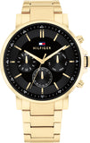 Buy Shop Tommy Hilfiger Tyson Chronograph Black Dial Gold Steel Strap Watch For Men - 1710589 USA Online