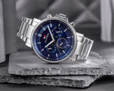 Buy Shop Tommy Hilfiger Tyson Chronograph Blue Dial Silver Steel Strap Watch For Men - 1710588 USA Online