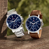 Buy Shop Tommy Hilfiger Tyson Chronograph Blue Dial Silver Steel Strap Watch For Men - 1710588 USA Online