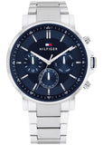 Buy Shop Tommy Hilfiger Tyson Chronograph Blue Dial Silver Steel Strap Watch For Men - 1710588 USA Online