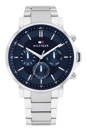 Buy Shop Tommy Hilfiger Tyson Chronograph Blue Dial Silver Steel Strap Watch For Men - 1710588 USA Online