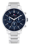 Buy Shop Tommy Hilfiger Tyson Chronograph Blue Dial Silver Steel Strap Watch For Men - 1710588 USA Online