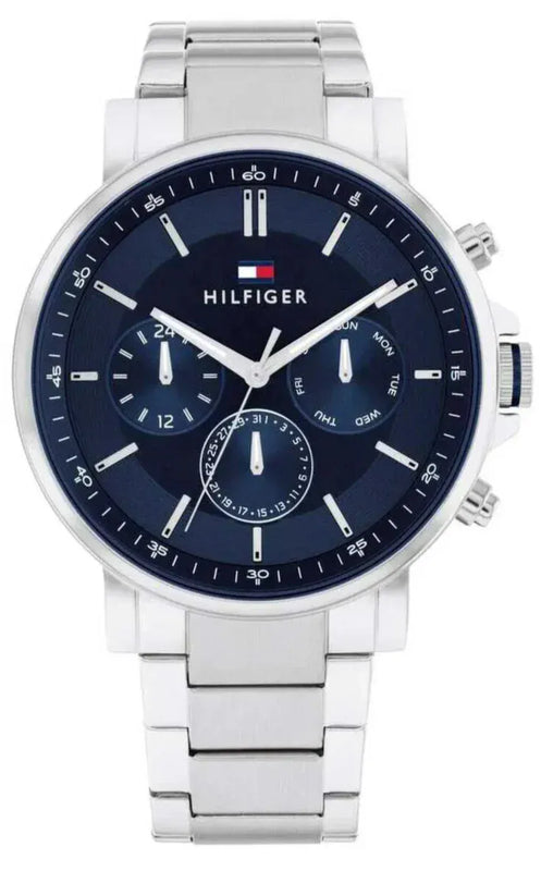 Buy Shop Tommy Hilfiger Tyson Chronograph Blue Dial Silver Steel Strap Watch For Men - 1710588 USA Online