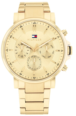 Buy Shop Tommy Hilfiger Tyson Chronograph Gold Dial Gold Steel Strap Watch For Men - 1710611 USA Online