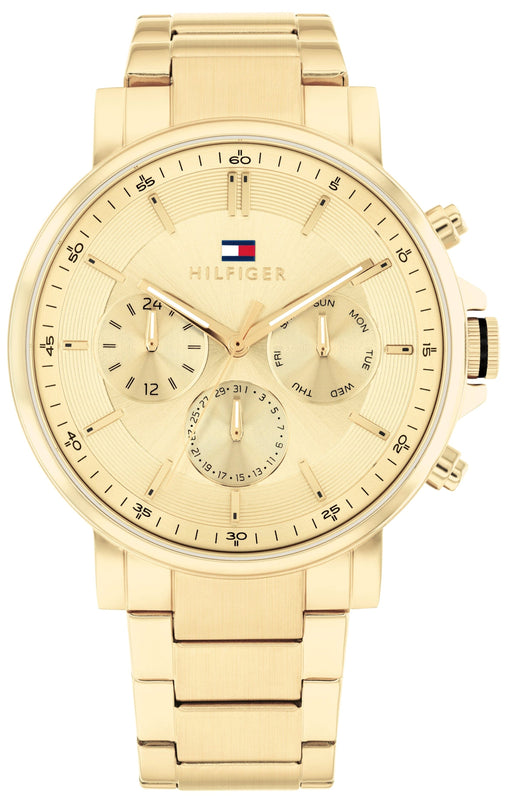 Buy Shop Tommy Hilfiger Tyson Chronograph Gold Dial Gold Steel Strap Watch For Men - 1710611 USA Online