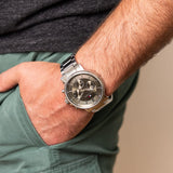 Buy Shop Tommy Hilfiger Tyson Chronograph Green Dial Silver Steel Strap Watch For Men - 1710587 USA Online