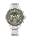 Buy Shop Tommy Hilfiger Tyson Chronograph Green Dial Silver Steel Strap Watch For Men - 1710587 USA Online
