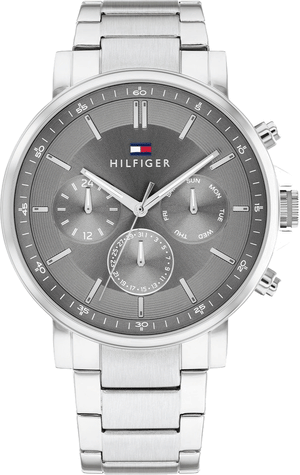 Buy Shop Tommy Hilfiger Tyson Chronograph Grey Dial Silver Steel Strap Watch For Men - 1710604 USA Online
