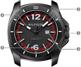 Buy Shop Tommy Hilfiger Windsurf Black Dial Red Rubber Strap Watch for Men - 1791112 USA Online