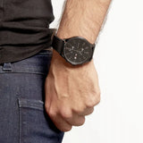 Buy Shop Tommy Hilfiger West Chronograph Black Dial Black Leather Strap Watch For Men - 1791711 USA Online