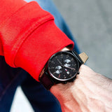 Buy Shop Tommy Hilfiger West Chronograph Black Dial Black Leather Strap Watch For Men - 1791711 USA Online