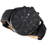 Buy Shop Tommy Hilfiger West Chronograph Black Dial Black Leather Strap Watch For Men - 1791711 USA Online