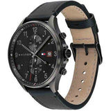 Buy Shop Tommy Hilfiger West Chronograph Black Dial Black Leather Strap Watch For Men - 1791711 USA Online