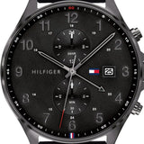 Buy Shop Tommy Hilfiger West Chronograph Black Dial Black Leather Strap Watch For Men - 1791711 USA Online