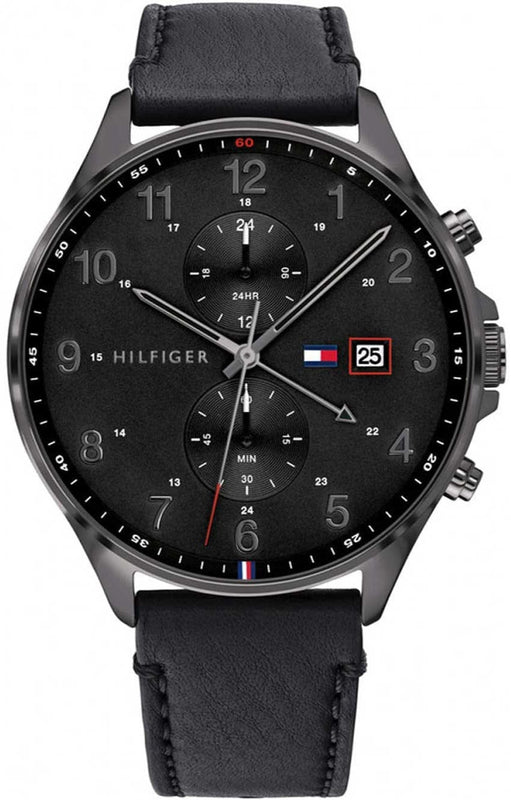 Buy Shop Tommy Hilfiger West Chronograph Black Dial Black Leather Strap Watch For Men - 1791711 USA Online