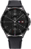 Buy Shop Tommy Hilfiger West Chronograph Black Dial Black Leather Strap Watch For Men - 1791711 USA Online