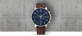 Buy Shop Tommy Hilfiger West Chronograph Blue Dial Brown Leather Strap Watch For Men - 1791712 USA Online